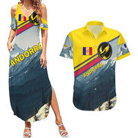 Andorra Couples Matching Summer Maxi Dress and Hawaiian Shirt with Mountain Ridge and Eagle Emblem Design - Wonder Print Shop
