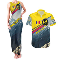 Andorra Couples Matching Tank Maxi Dress and Hawaiian Shirt with Mountain Ridge and Eagle Emblem Design - Wonder Print Shop