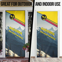 Andorra Door Cover with Mountain Ridge and Eagle Emblem Design - Wonder Print Shop