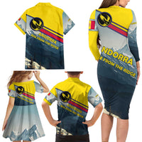 Andorra Family Matching Long Sleeve Bodycon Dress and Hawaiian Shirt with Mountain Ridge and Eagle Emblem Design - Wonder Print Shop
