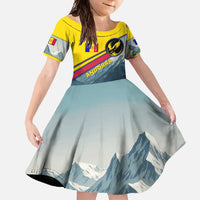 Andorra Family Matching Off Shoulder Maxi Dress and Hawaiian Shirt with Mountain Ridge and Eagle Emblem Design - Wonder Print Shop