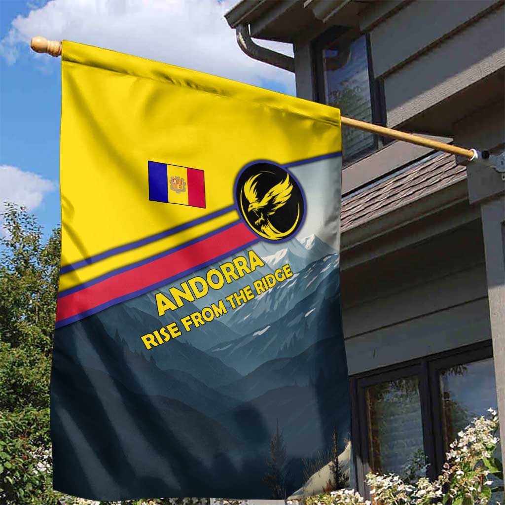 Andorra Garden Flag with Mountain Ridge and Eagle Emblem Design - Wonder Print Shop