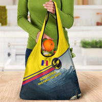 Andorra Grocery Bag with Mountain Ridge and Eagle Emblem Design - Wonder Print Shop