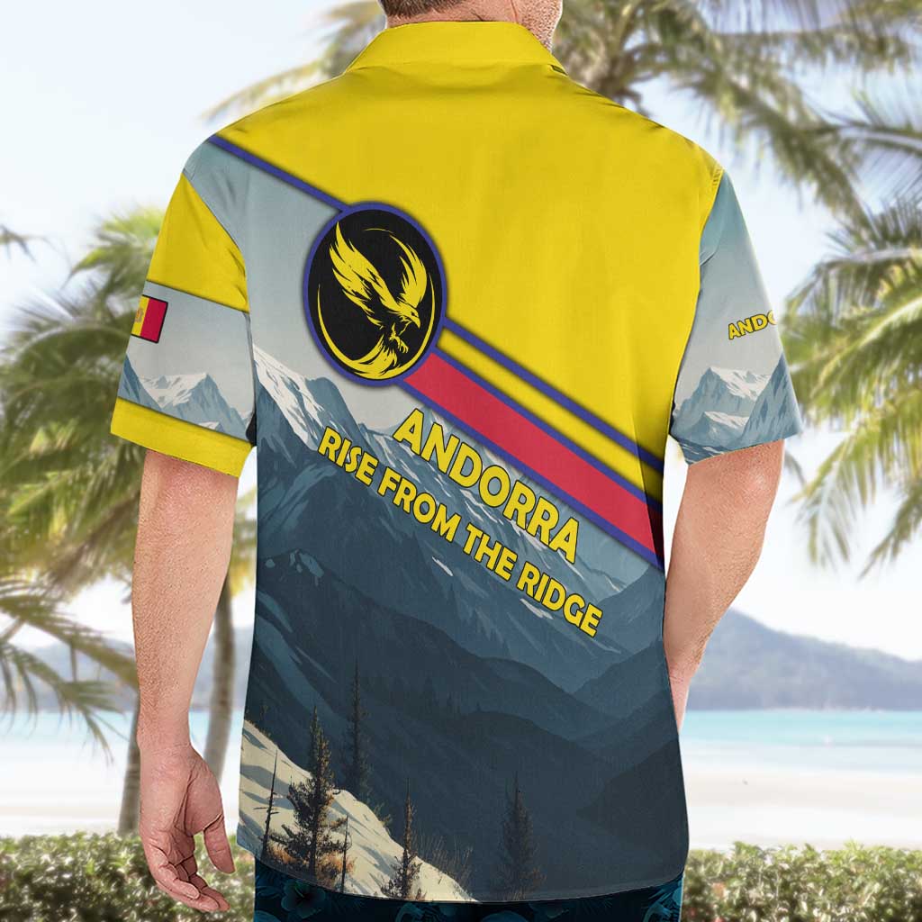 Andorra Hawaiian Shirt with Mountain Ridge and Eagle Emblem Design - Wonder Print Shop