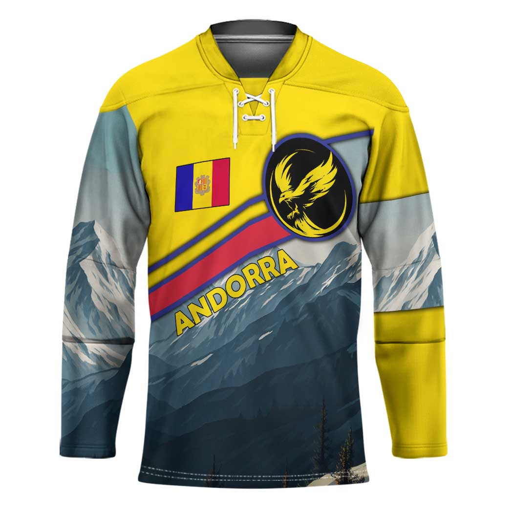 Andorra Hockey Jersey with Mountain Ridge and Eagle Emblem Design - Wonder Print Shop