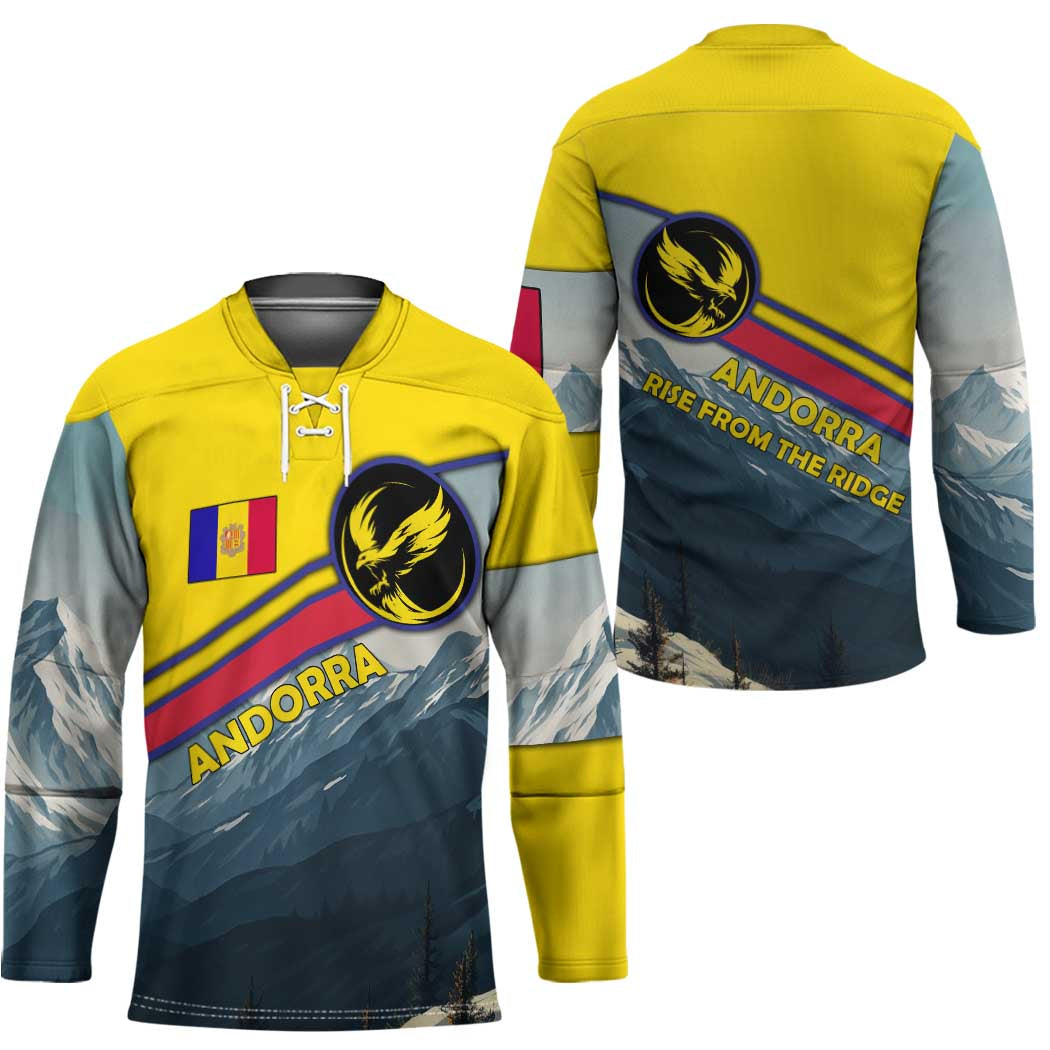 Andorra Hockey Jersey with Mountain Ridge and Eagle Emblem Design - Wonder Print Shop
