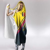 Andorra Hooded Blanket with Mountain Ridge and Eagle Emblem Design - Wonder Print Shop