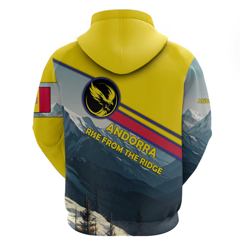 Andorra Hoodie with Mountain Ridge and Eagle Emblem Design - Wonder Print Shop
