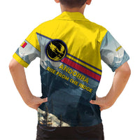 Andorra Kid Hawaiian Shirt with Mountain Ridge and Eagle Emblem Design - Wonder Print Shop