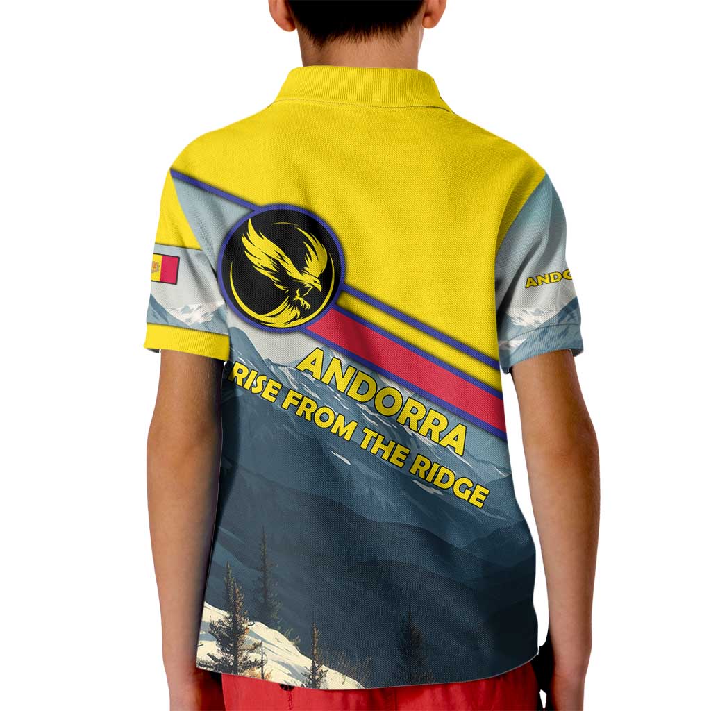 Andorra Kid Polo Shirt with Mountain Ridge and Eagle Emblem Design - Wonder Print Shop