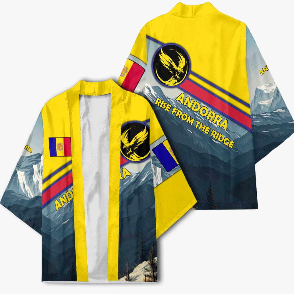 Andorra Kimono with Mountain Ridge and Eagle Emblem Design - Wonder Print Shop