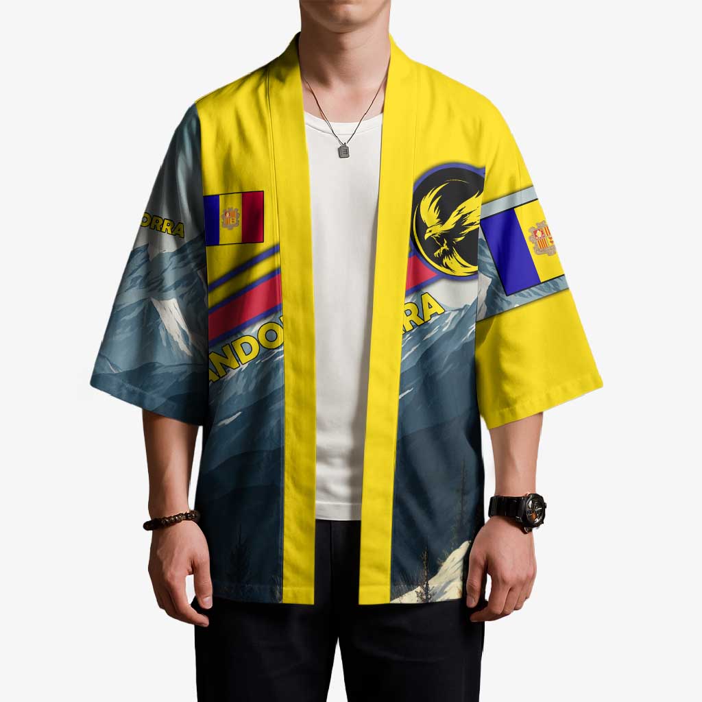 Andorra Kimono with Mountain Ridge and Eagle Emblem Design - Wonder Print Shop