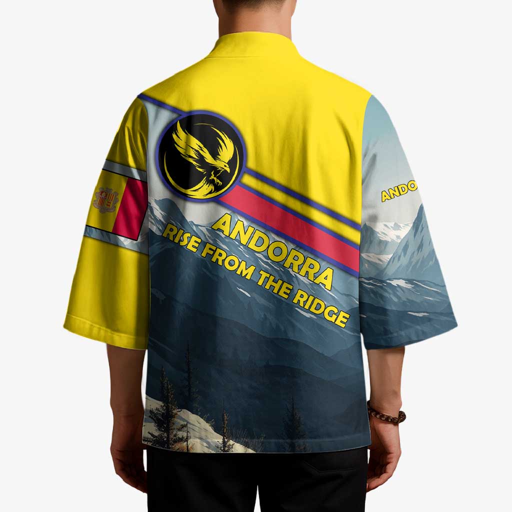 Andorra Kimono with Mountain Ridge and Eagle Emblem Design - Wonder Print Shop