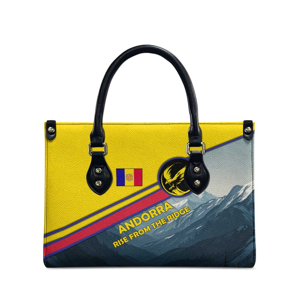 Andorra Leather Bag with Mountain Ridge and Eagle Emblem Design - Wonder Print Shop