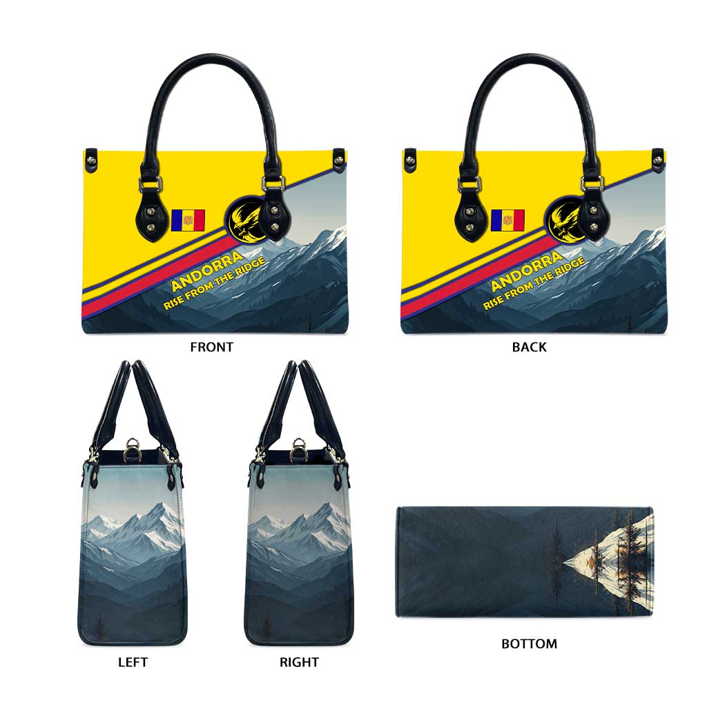 Andorra Leather Bag with Mountain Ridge and Eagle Emblem Design - Wonder Print Shop