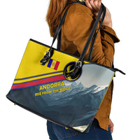 Andorra Leather Tote Bag with Mountain Ridge and Eagle Emblem Design - Wonder Print Shop