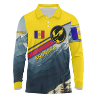 Andorra Long Sleeve Polo Shirt with Mountain Ridge and Eagle Emblem Design - Wonder Print Shop