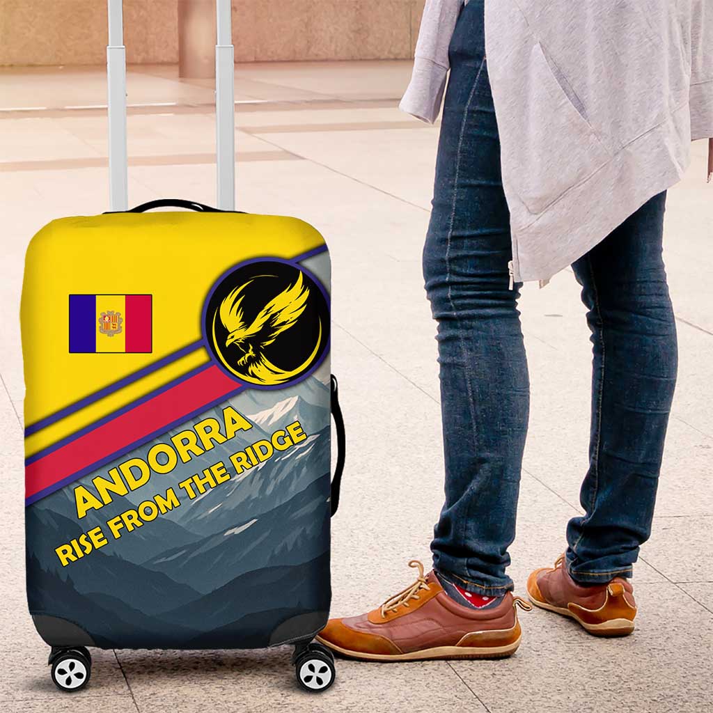 Andorra Luggage Cover with Mountain Ridge and Eagle Emblem Design - Wonder Print Shop