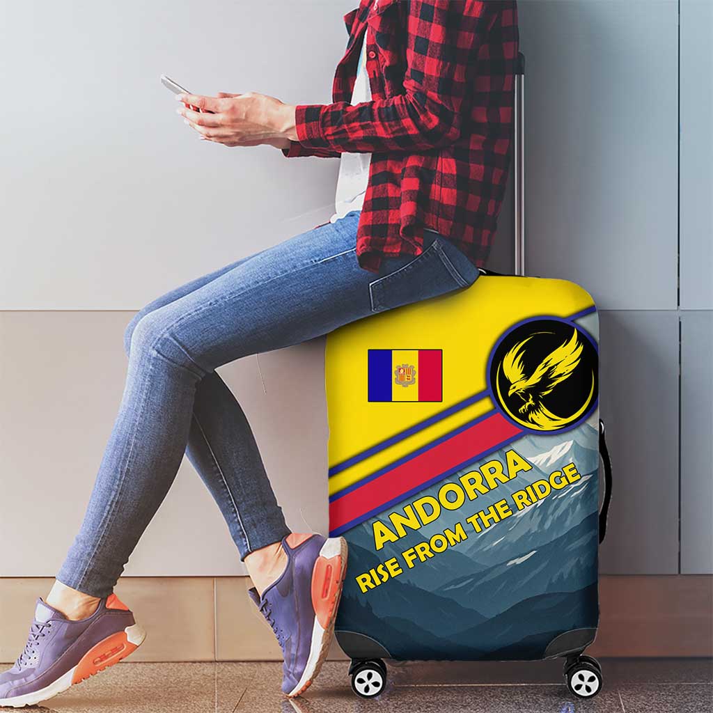 Andorra Luggage Cover with Mountain Ridge and Eagle Emblem Design - Wonder Print Shop