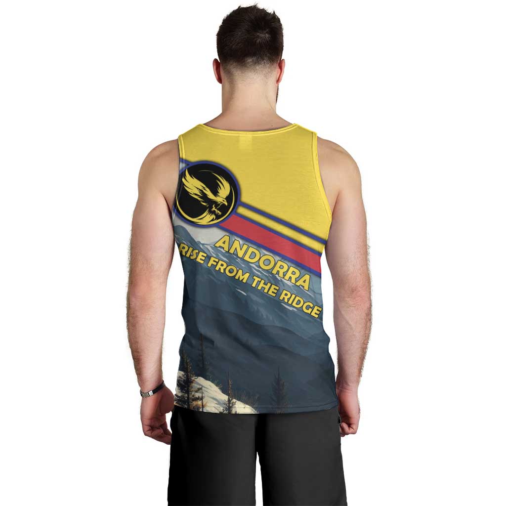 Andorra Men Tank Top with Mountain Ridge and Eagle Emblem Design - Wonder Print Shop