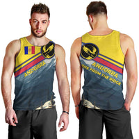 Andorra Men Tank Top with Mountain Ridge and Eagle Emblem Design - Wonder Print Shop