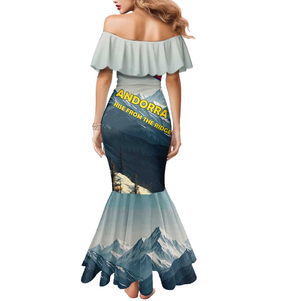 Andorra Mermaid Dress with Mountain Ridge and Eagle Emblem Design - Wonder Print Shop