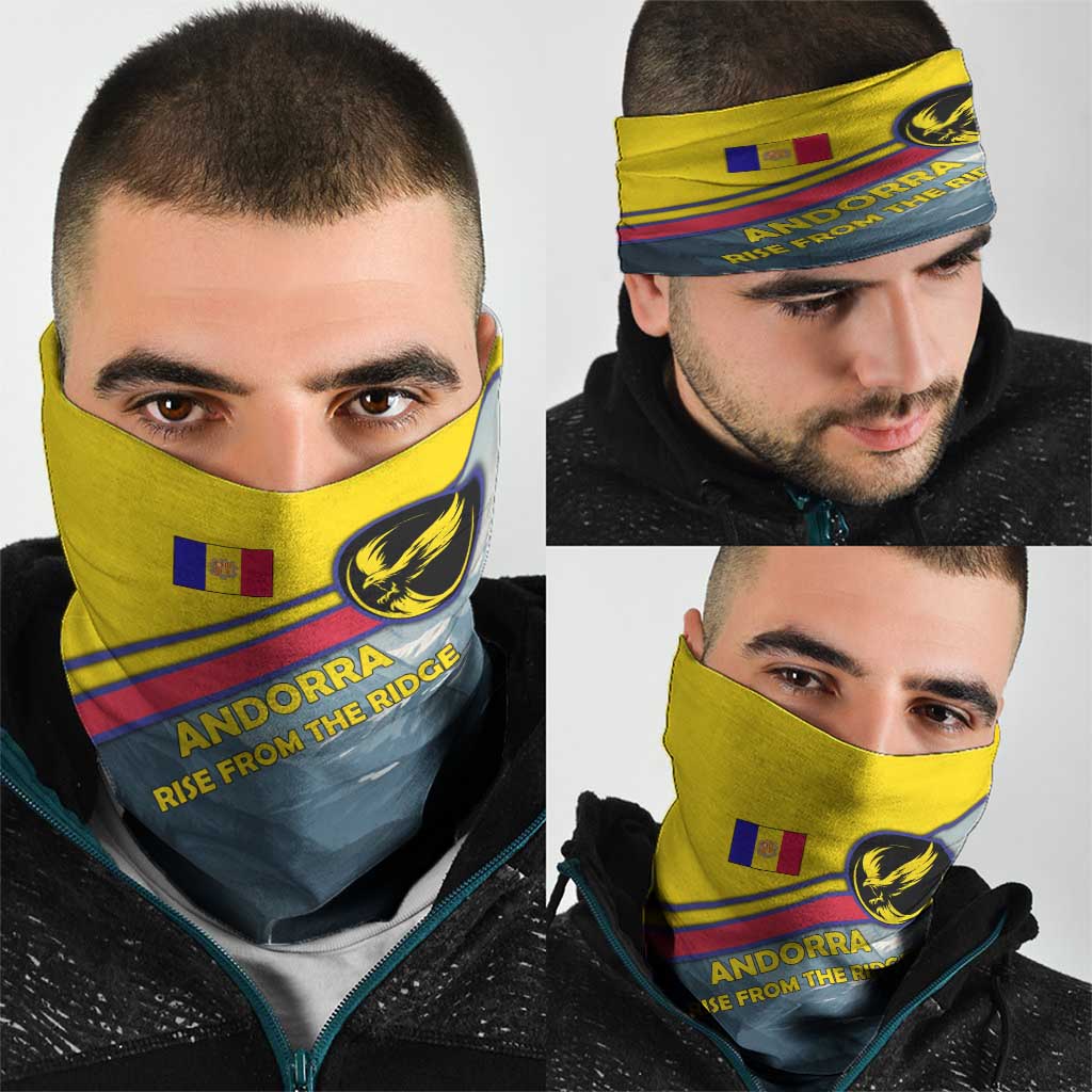 Andorra Neck Gaiter with Mountain Ridge and Eagle Emblem Design TS04