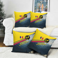 Andorra Pillow Cover with Mountain Ridge and Eagle Emblem Design - Wonder Print Shop