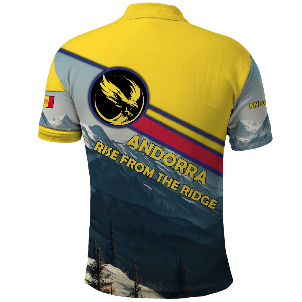 Andorra Polo Shirt with Mountain Ridge and Eagle Emblem Design - Wonder Print Shop
