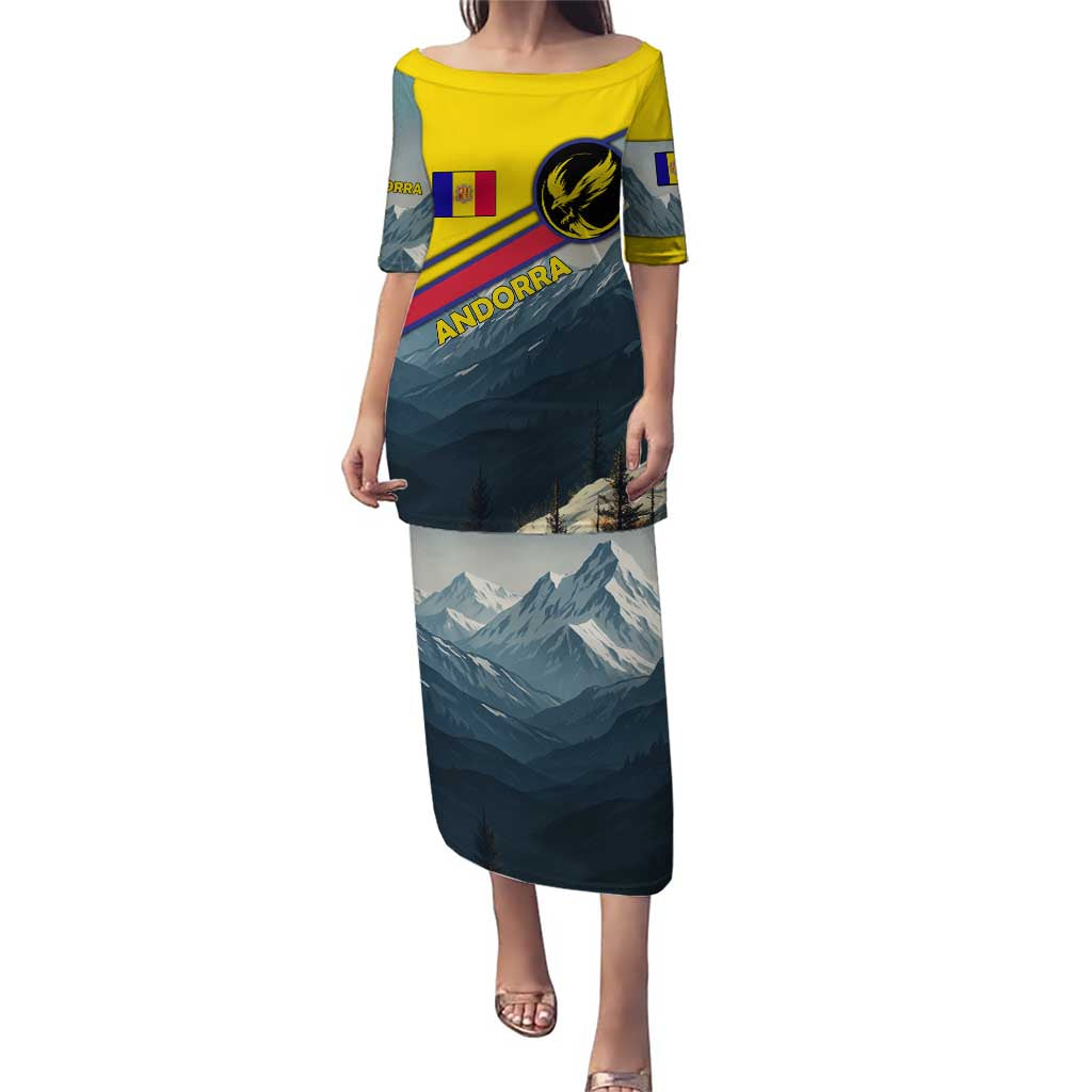 Andorra Puletasi with Mountain Ridge and Eagle Emblem Design - Wonder Print Shop