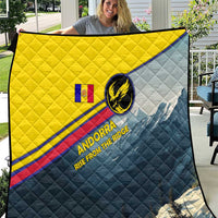 Andorra Quilt with Mountain Ridge and Eagle Emblem Design - Wonder Print Shop