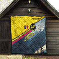 Andorra Quilt with Mountain Ridge and Eagle Emblem Design - Wonder Print Shop