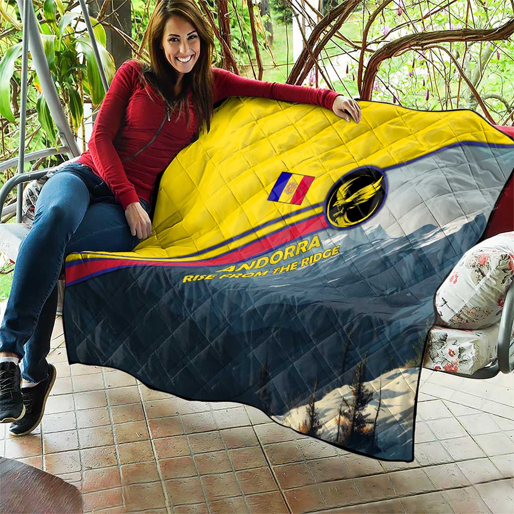 Andorra Quilt with Mountain Ridge and Eagle Emblem Design - Wonder Print Shop