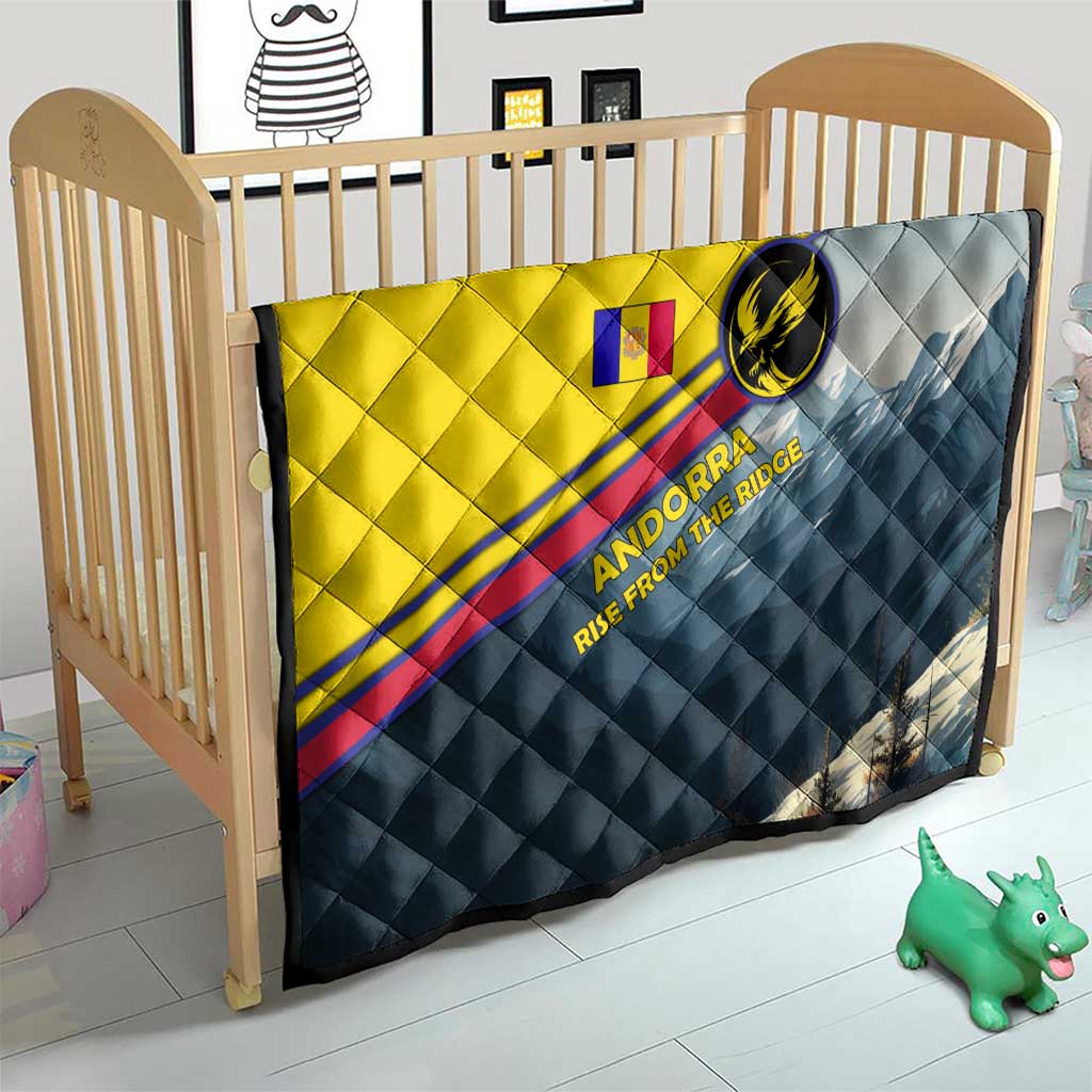 Andorra Quilt with Mountain Ridge and Eagle Emblem Design - Wonder Print Shop