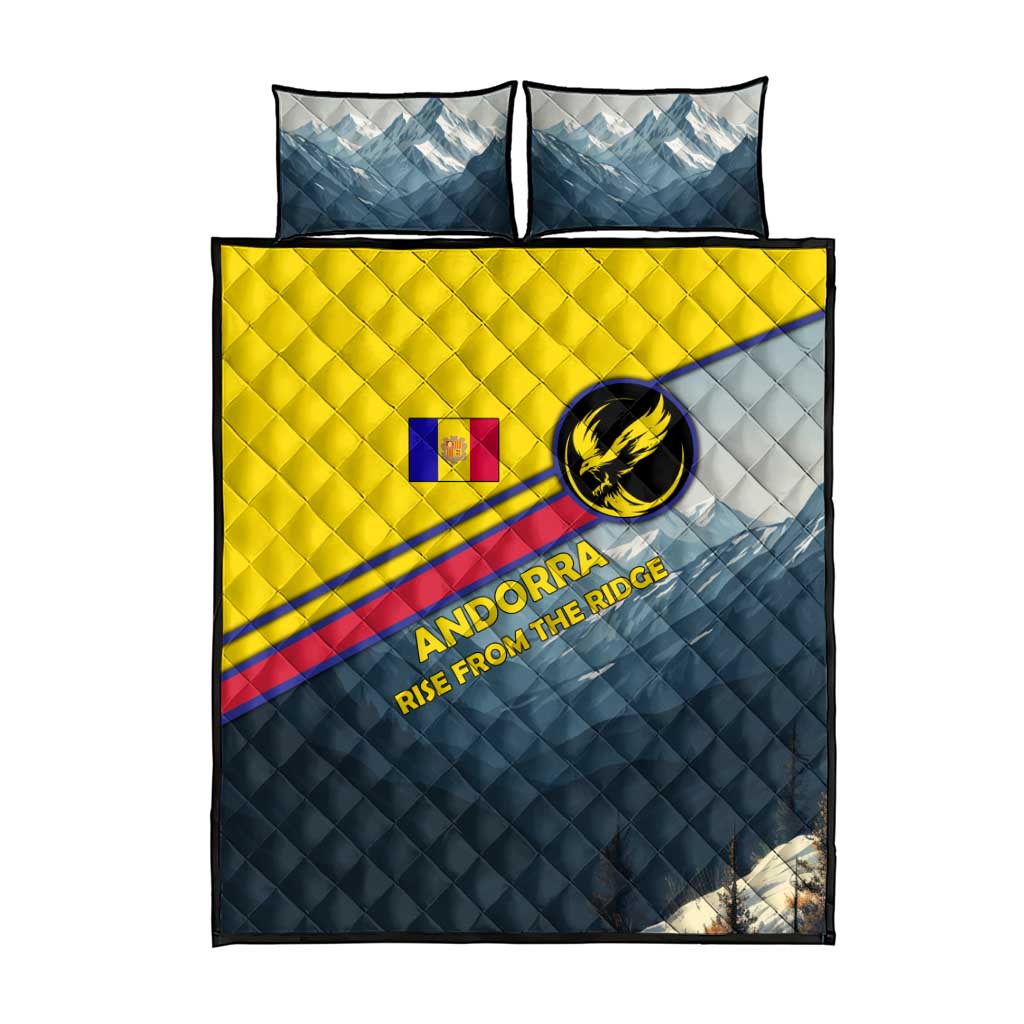 Andorra Quilt Bed Set with Mountain Ridge and Eagle Emblem Design - Wonder Print Shop