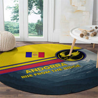 Andorra Round Carpet with Mountain Ridge and Eagle Emblem Design - Wonder Print Shop