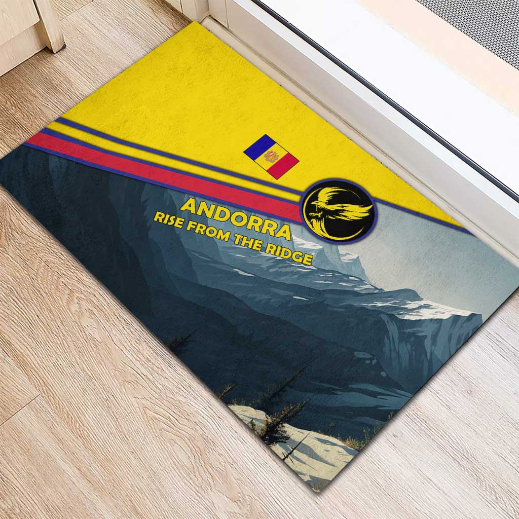 Andorra Rubber Doormat with Mountain Ridge and Eagle Emblem Design - Wonder Print Shop