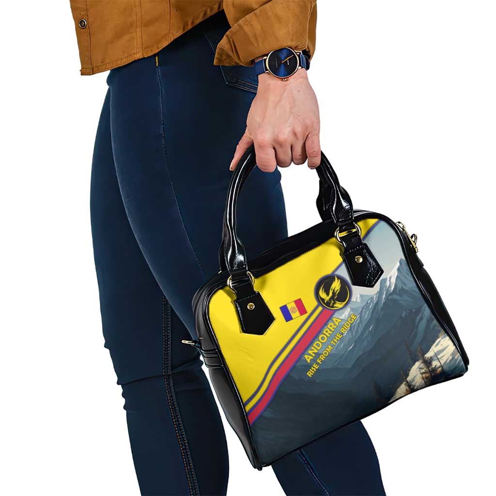 Andorra Shoulder Handbag with Mountain Ridge and Eagle Emblem Design - Wonder Print Shop
