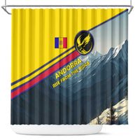 Andorra Shower Curtain with Mountain Ridge and Eagle Emblem Design - Wonder Print Shop