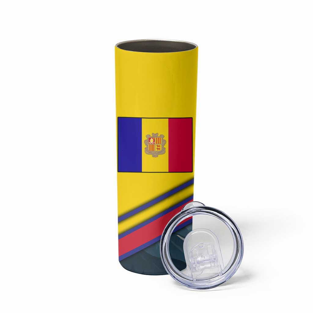 Andorra Skinny Tumbler with Mountain Ridge and Eagle Emblem Design - Wonder Print Shop