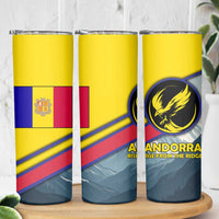 Andorra Skinny Tumbler with Mountain Ridge and Eagle Emblem Design - Wonder Print Shop