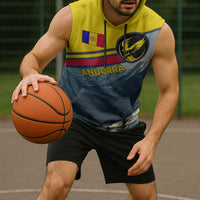 Andorra Sleeveless Hoodie with Mountain Ridge and Eagle Emblem Design - Wonder Print Shop