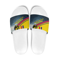 Andorra Slide Sandals with Mountain Ridge and Eagle Emblem Design - Wonder Print Shop