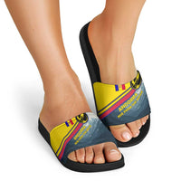Andorra Slide Sandals with Mountain Ridge and Eagle Emblem Design - Wonder Print Shop