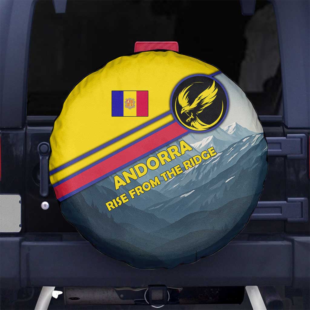 Andorra Spare Tire Cover with Mountain Ridge and Eagle Emblem Design - Wonder Print Shop