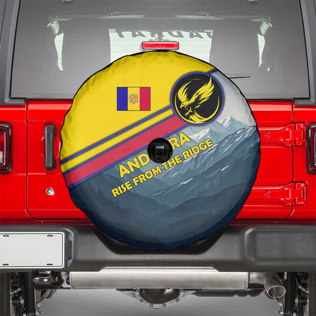 Andorra Spare Tire Cover with Mountain Ridge and Eagle Emblem Design - Wonder Print Shop