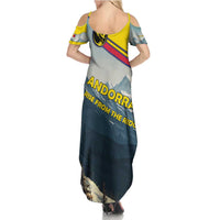 Andorra Summer Maxi Dress with Mountain Ridge and Eagle Emblem Design - Wonder Print Shop