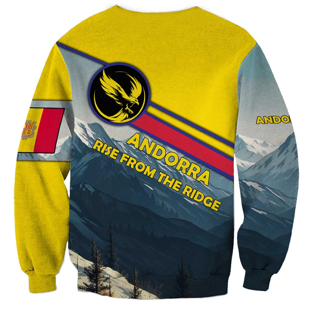 Andorra Sweatshirt with Mountain Ridge and Eagle Emblem Design - Wonder Print Shop