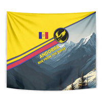 Andorra Tapestry with Mountain Ridge and Eagle Emblem Design - Wonder Print Shop