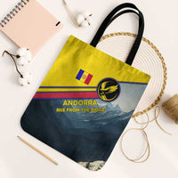 Andorra Tote Bag with Mountain Ridge and Eagle Emblem Design - Wonder Print Shop